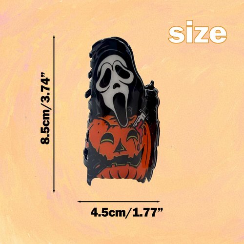 Halloween Hair Claw Clip，Mask Ghost Face Hairpin Funny Ponytail Clip Scream Grimaces Scary Styling Hair Accessories for Women (Style 4)
