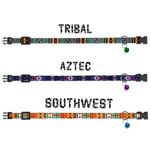 Cat Collar Breakaway 2PCS Adjustable Pattern Tribal Aztec Southwest Safety Pet Collars for Cats Kitten (Tribal + Southwest)