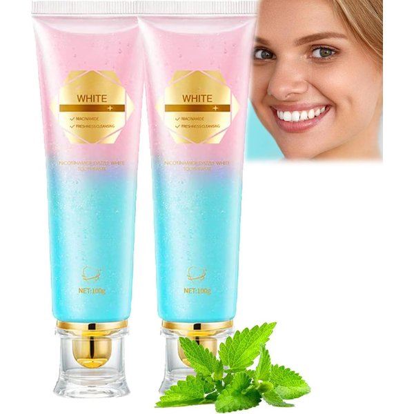 Niacinamide Whitening Toothpaste, Easilyous Radiant Whitening Toothpaste,Fresh Breath,Remove Tooth Stains, 2 Pack