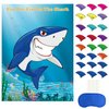 FEPITO Pin The Fin on The Shark Game with 24 Pcs Fins for Shark Birthday Party Decoration, Party Supplies