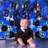 Boss Birthday Party Decorations for Blue Black Boss Boy Baby Themed Happy Birthday Banner Cake Toppers Balloons Set for Newborn Boy Child Kid Bday Party 1st 2nd 3rd Birthday Decor Supplies