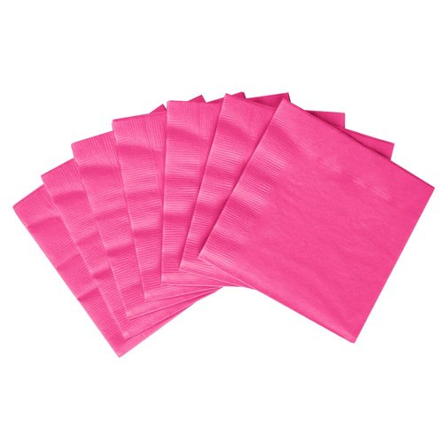 Amscan 3-Ply Bright Pink Beverage Napkins, 50 Ct. | Party Tableware