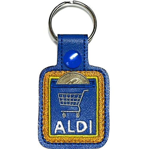 Aldi Quarter Keeper Keychain, Aldi Shopping Cart Quarter Holder Keychain, Handmade in USA from faux leather. Holds Quarter for shopping cart, Unique gift under $10