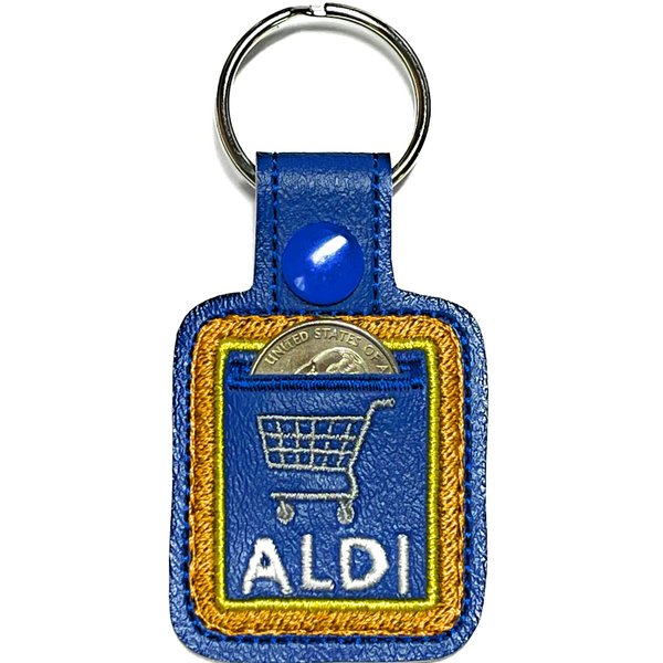 Aldi Quarter Keeper Keychain, Aldi Shopping Cart Quarter Holder Keychain, Handmade in USA from faux leather. Holds Quarter for shopping cart, Unique gift under $10