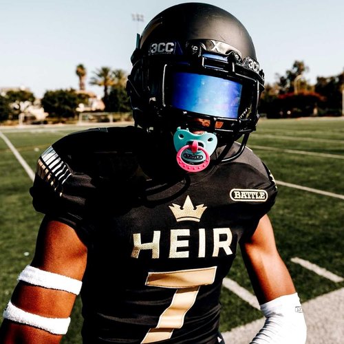 Battle Sports Binky Oxygen Football Mouthguard - Detachable Strap, Maximum Breathability, Works with Braces & No Boiling Required - Royal Blue/White