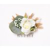 Green eucalyptus leaves white rose ivory pampas grass floral hair comb, white rose ivory pampas grass rustic hair piece