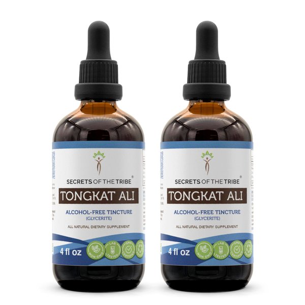 Secrets of the Tribe Tongkat Ali Alcohol-Free Liquid Extract, Wildcrafted Tongkat Ali (Eurycoma Longifolia) Dried Root (2x4 FL OZ)