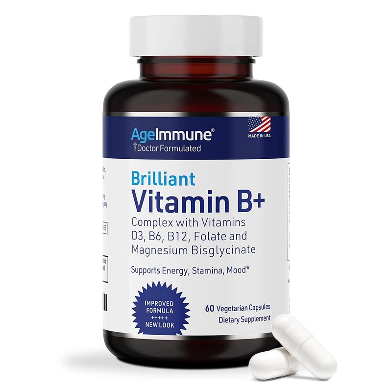 Vitamin B Complex - 60 Capsules with Vitamins B6 20mg D3 1000IU ...