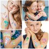 Temporary Tattoos Mermaid for Kids, 80+ Metallic Foil Style Bronzing Fake Tattoos, 4 Sheets Tats | Birthday Party Supplies, Easter Present, Ocean Animal Tattoos for Boy and Girls