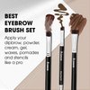 Eyebrow Brush - Duo Eye Brow Spoolie - Angled Eyeshadow Eyeliner - Precision Flat Definer - Small Shader - 3 Piece Makeup Brush Set - Cruelty Free Synthetic Bristles
