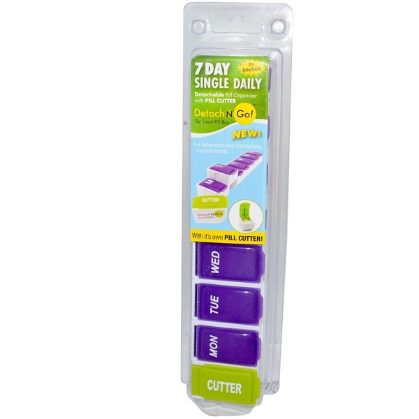 Detach N Go 7 Day Detachable Pill Organizer with Pill Cutter