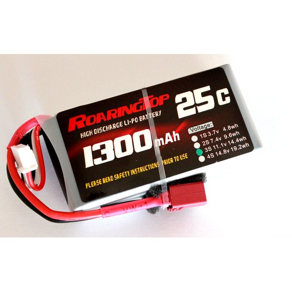 RoaringTop LiPo Battery Pack 25C 1300mAh 3S 11.1V with Deans Plug for RC Car Boat Truck Heli Airplane