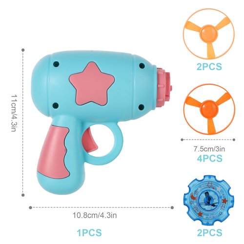 AIEX Flying Disc Launcher Cat Toy Launcher with 6pcs Flying Discs 2pcs Luminous Spinning Tops, Helicopter Cat Fetch Toy Dog/Cat Interactive Toys for Training, Chasing, Playing