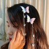 Leadigol 4 Pair Tassel Butterfly Hair Clips,Yarn Butterfly Hairpins Elegant Metal Tassel Long Hair Clips for Women