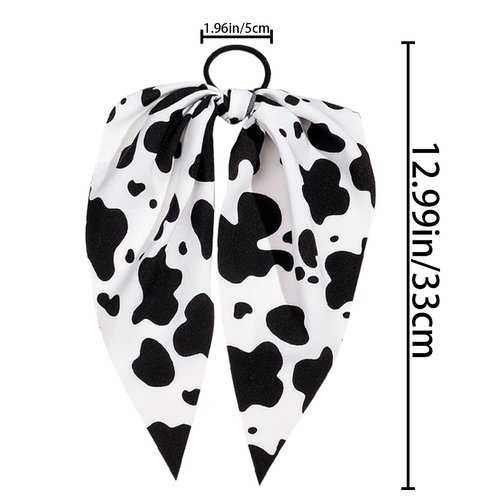 4 PCS Cow Print Hair Band Bowknot Elastic Hair Ties Non-Slip Bowknot Elastic Hair Tie Ropes Spotted Rabbit Bunny Ear Bow Hair Tie Rabbit Bunny Ear Bow Ponytail Holder Scrunchie for Women Girls