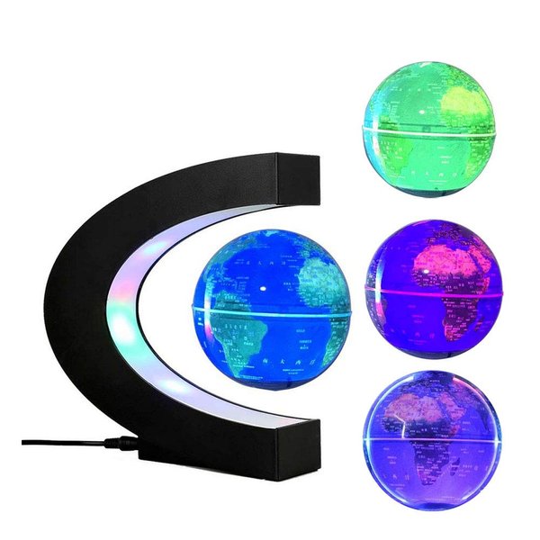 FUZADEL Multi-Color Changing Floating Globes Levitating Globes Lamp Magnetic Levitation Floating Globes of the World for Home/Office Desk Floating Magnet World Globe (Valentines Day Decorations)