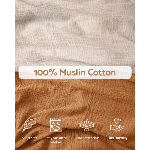 Muslin Changing Pad Cover, Ultra Soft Cotton Diaper Changing Table Covers for Baby Girls Boys, Boho Changing Pad Sheets Neutral, Comfy and Breathable, 2 Pack (Retro Yellow & Beige)