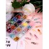 24 Grid Holographic Nail Art Foil Flakes, EBANKU Nail Foil Flakes Glitter Nail Sequins Confetti Gold Silver Irregular Glitter Mirror Effect Acrylic Nail Powders Nail Foil Paillette for Nail Decoration