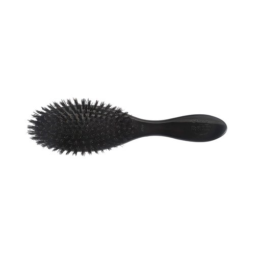 Bass Brushes | Shine & Condition Hair Brush | Pure Natural Bristle FIRM | High Polish Acrylic Handle | Full Oval | Jet Black Finish | Model 876S - JTB