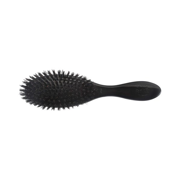 Bass Brushes | Shine & Condition Hair Brush | Pure Natural Bristle FIRM | High Polish Acrylic Handle | Full Oval | Jet Black Finish | Model 876S - JTB