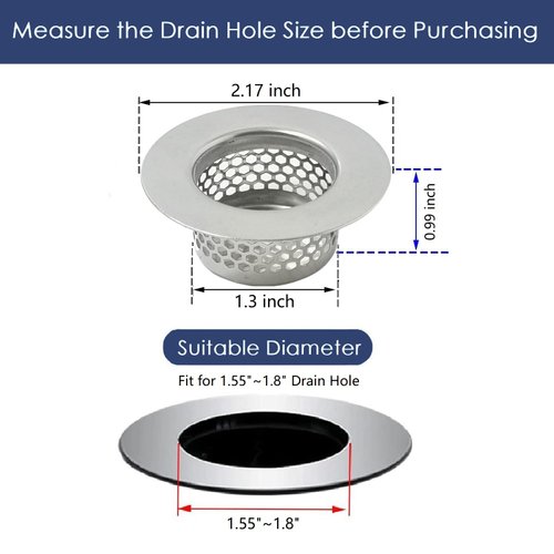 CNSZNAT Bathtub Drain Cover, Bathroom Sink Strainer, Drain Hair Catcher for Bathtub Laundry Utility Sink, Fit Hole Size from 1.55" to 1.8" and Depth Than 1" (3-Pack)