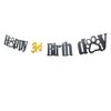 SPRICEMQC Happy 3rd Birthday Dog Paw Party Banner Banner Sign Backdrop - Shining Black Pet Party Decorations for 3rd Birthdays Dog theme Birthday Decoration Single-sided Pre-Strung