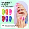 SUPWEE Neon Cat Eye Gel Nail Polish, 6 Colors Magnetic Gel Nail Polish Summer Colors Green Yellow Hot Pink Gel Nail Polish with Magnetic Soak Off UV Lamp Perfect for Nail Art & DIY Manicures at Home