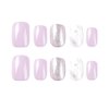 Square Press on Nails Short Fake Nails Glitter with Marbling Design Acrylic False Nails Artificial Glossy Glue on Nails Full Cover Stick on Nails for Women Manicure Decoration 24Pcs