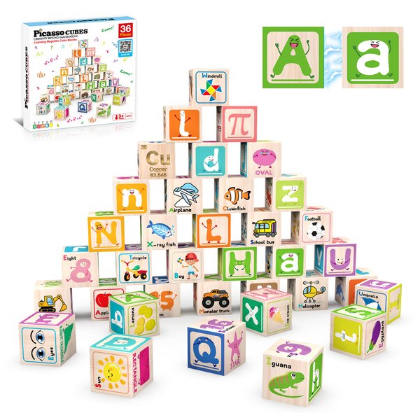Magnetic Cubes Magnet Building Block Sensory Activity Center 1" Puzzle Cube 216 Pattern Early Education Toy Letter Alphabet Number Shape STEAM Learning Blocks Boy Girl Toddlers 3+ Montessori