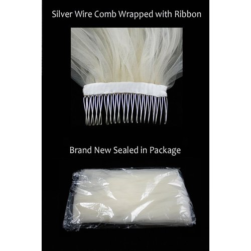 Bridal Veil Diamond (Off) White 2 Tiers Fingertip Length 1/8in Satin Cord Edge