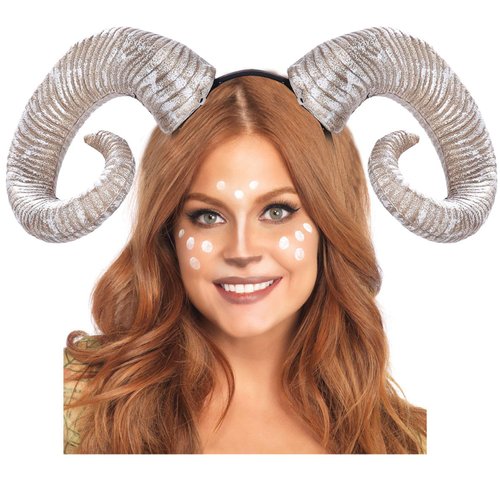 Satisyo Gothic Demon Horn Halloween Costume for Men Women Ram Sheep Horn Headhand Hoop Cosplay Devil Horn Headwear Hair Band (White Sheep/Ox Horn)