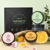 4 Pcs Clay Facial Mask Set - Turmeric, Vitamin C, Green Tea, Dead Sea Mud, and Rose Clay for Deep Cleansing, Moisturizing, and Refining Pores - 240g