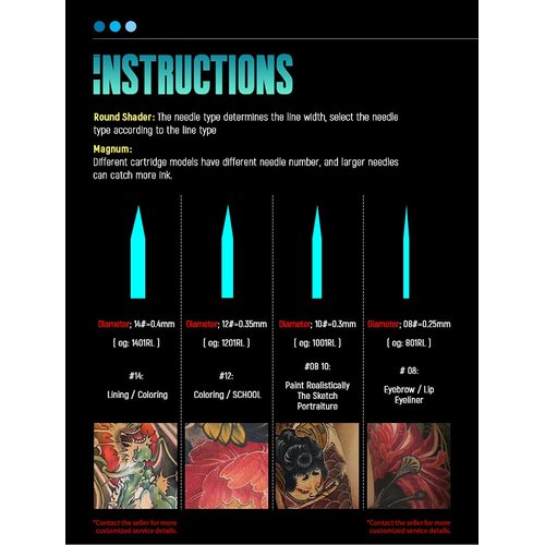 AURORA Cartridges Tattoo Needle 20pcs Curved Magnum (13CM)