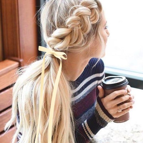 Bow Hair Clips,2 PCS Yellow Hair Bows Tassel Hair Ribbons,Long Hair Bow Satin Hair Clip Ribbon Accessories for Women (Yellow)