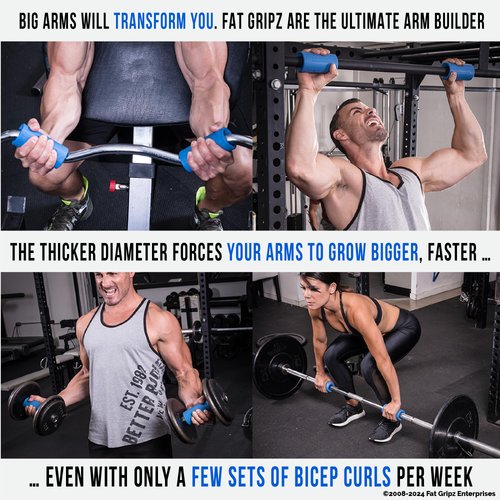 Fat Gripz Pro - The Simple Proven Way to Get Big Biceps & Forearms Fast - At Home Or In The Gym (Winner of 3 Men’s Health Magazine Awards) (2.25” Outer Diameter)