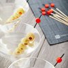 Restaurantware 4.5 Inch Decorative Picks 1000 Japanese Design Decorative Bamboo Skewers - Sharp Point Sturdy Black And Red Bamboo Decorative Picks For Appetizers Or Garnishes