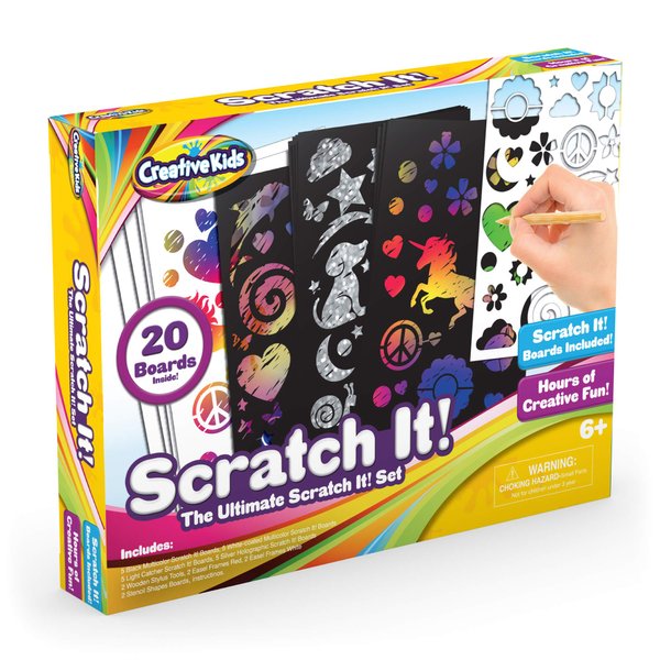 Creative Kids Scratch Paper Arts and Crafts Kit for Kids Gifts Ages 6-12 - Scratchboard Stylus Frames - Rainbow Unicorn Home Activity for Boys & Girls Birthday Gift for Children Ages 6+