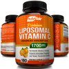 NutriFlair Liposomal Vitamin C 1700mg, 180 Capsules - High Absorption, Fat Soluble VIT C, Antioxidant Supplement, Higher Bioavailability Immune System Support & Collagen Booster, Non-GMO, Vegan Pills