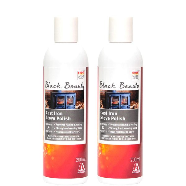 Black Beauty Cast Iron Stove Polish Restore That, Black Satin Finish Provides Ongoing Protection Against Flaking, Rusting and Pitting 2 x 6.7 Fl oz