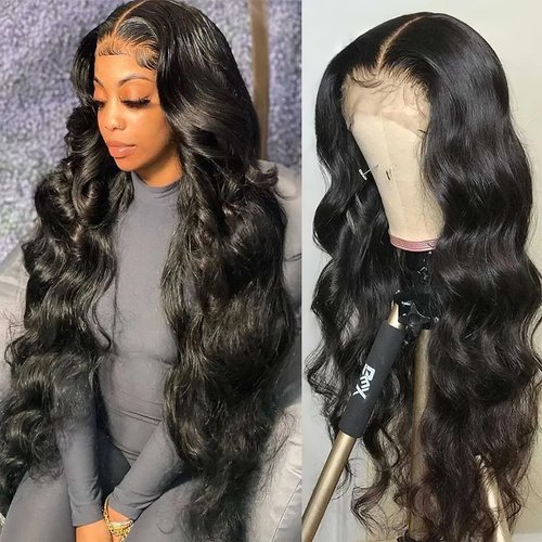 13x6 Deep Wave Lace Wigs 29 Inch Lace Front High Emulation Human Hair Wigs 180% Density Women Deep Curly Lace Human Hair Wigs Pre Plucked Wavy HD Transparent Glueless Lace Front Wigs with Baby Hair