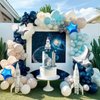 Outer Space Balloon Arch Kit, Navy Blue And White Grey Sea Blue Moon Star Foil Balloon for Boy Kids Space Birthday Astronaut UFO Theme Graduation Party Over The Moon Baby Shower Decorations