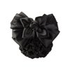 Women Bowknot Snood Net Barrette Hair Clip Bun Cover Hairnet Satin Bow Barrette French Hair Clips Ribbon Flower Hair Accessories for Stewardess Banks Hotels Restaurant Staff (Black)