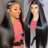 Straight Lace Front Wigs Human Hair 13x4 HD Lace Frontal Wigs Human Hair Transparent Glueless Wigs Human Hair Pre Plucked Lace Front Wig Wiht Baby Hair #1 Color Human Hair Wigs for Black Women 22 Inch
