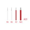 TcJ-Chen Semi-Permanent Makeup Round Microblade Needles Manual Fog Needle Eyebrow Tattoo Needle 4 Different Types R3 R5 R7 R21 Pack of 100