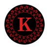 Monogram Initial K Phone Grip,Rose Red Floral Letter K Black PopSockets Adhesive PopGrip