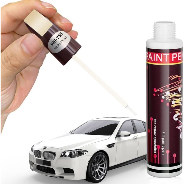 Touch Up Paint Pen for Cars Scratch Removal Repair, Wheel Fill Paint Pen Black/White/Multi-color Optional for Various cars (Pearl White)