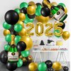 New Years Eve Party Supplies 2025, 111Pcs Black Green Gold Happy New Year Balloons Arch Kit,2025 Foil Balloon for New Years Eve Party Decorations