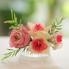 Fangsen Wedding Boho Pink Rose Flowers Floral Comb With Hair Clip Hair Accessories Floral Hair Headpiece