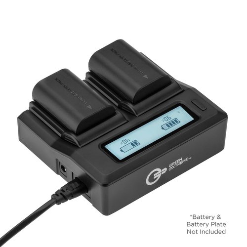 Green Extreme Dual Smart Charger with LCD Screen for Olympus BLH-1