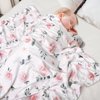 david's kids Minky Baby Blanket for Girls, Soft Lightweight Micro Fleece Blanket with Double Layer, Dotted Backing, Breathable Receiving Blanket for Newborns, 30x40 Inches, Floral Flowers